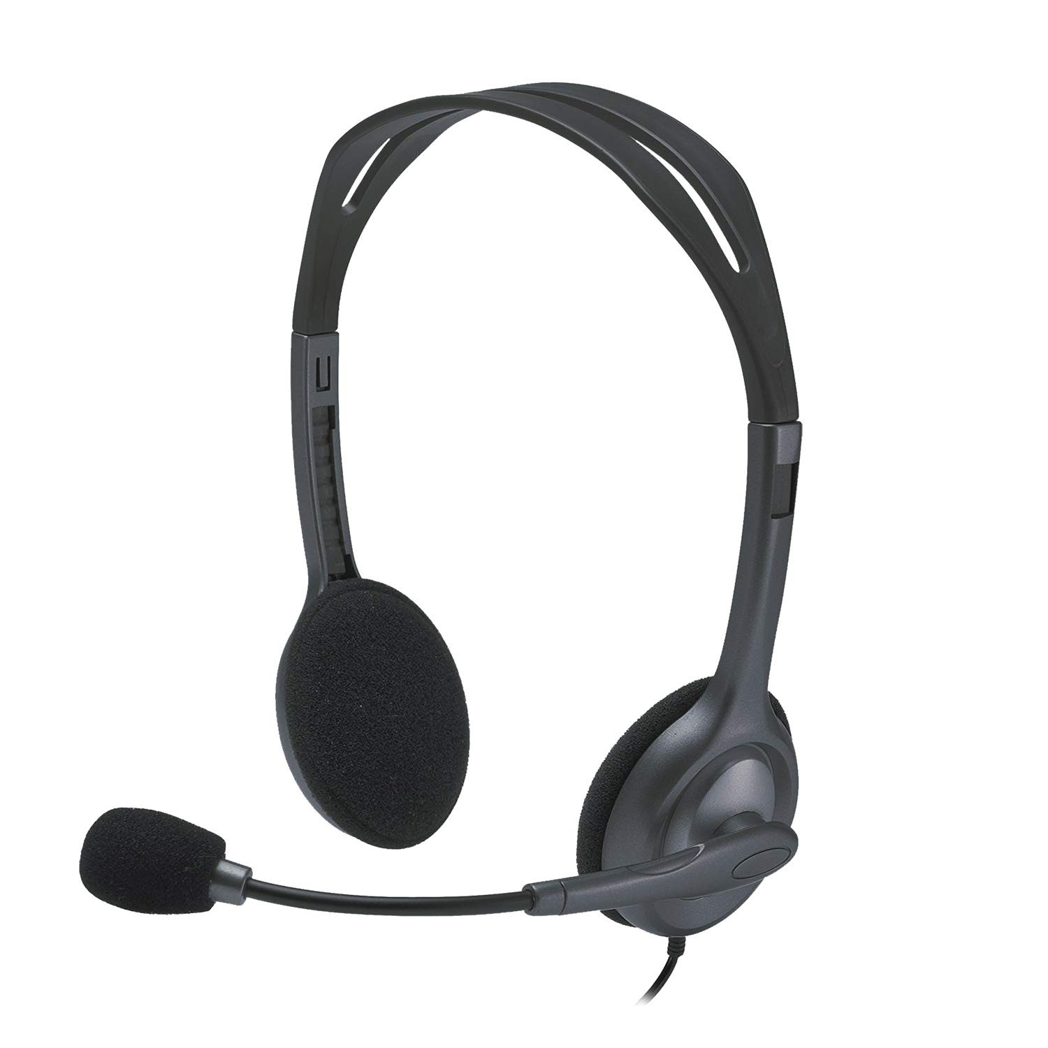 Logitech H111 Kablolu Kulaklık, Gürültü Önleyici Mikrofonlu Stereo Kulaklık, 3,5 mm Ses Jakı, PC/Mac/Dizüstü/Akıllı Telefon/Tablet - Siyah