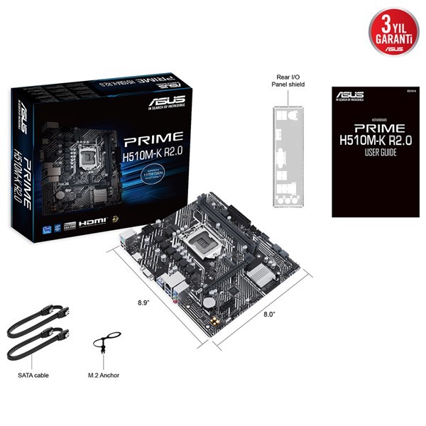 Asus Prıme H510M-K R2.0 Intel H470 Lga1200 DDR4 3200 Hdmı Vga M2 Usb3.2 Matx (Prıme H510M-K R2.0) Anakart