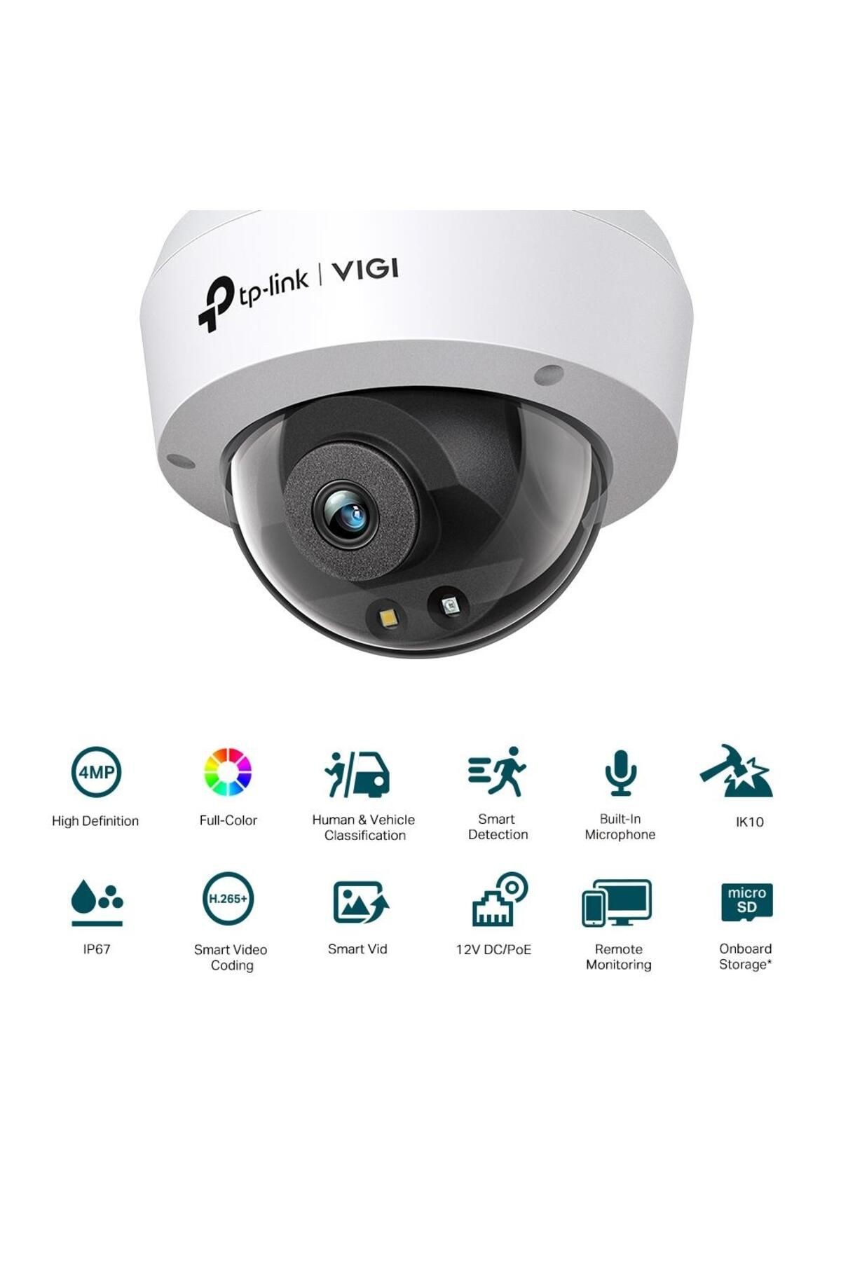 VIGI C240 4mm 4MP Full-Color Dome IP Kamera (1/3",30fps,FHD,H265+)