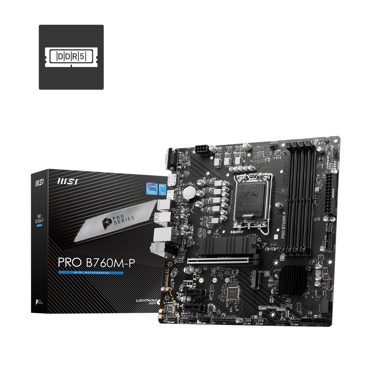 MSI PRO B760M-P SOKET 1700 DDR5 6800(OC) PCI-E ,M.2 USB3.2 HDMI,DP,VGA 1x 1G LAN mATX Anakart