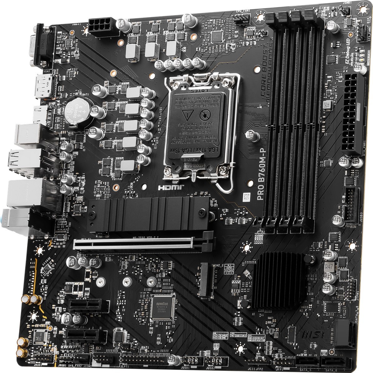 MSI PRO B760M-P SOKET 1700 DDR5 6800(OC) PCI-E ,M.2 USB3.2 HDMI,DP,VGA 1x 1G LAN mATX Anakart