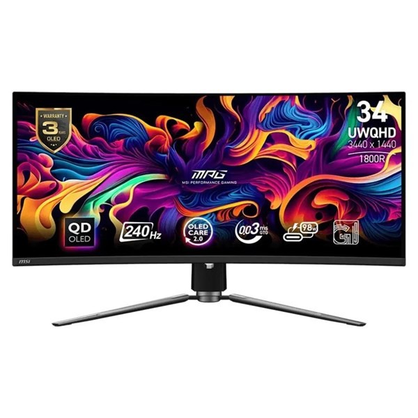 MSI 34.18" MPG 341CQPX QD-OLED 3440x1440 (UWQHD) 21:9 CURVE 1800R QD-OLED 240HZ 0.03MS FREESYNC PREMIUM PRO GAMING MONITOR