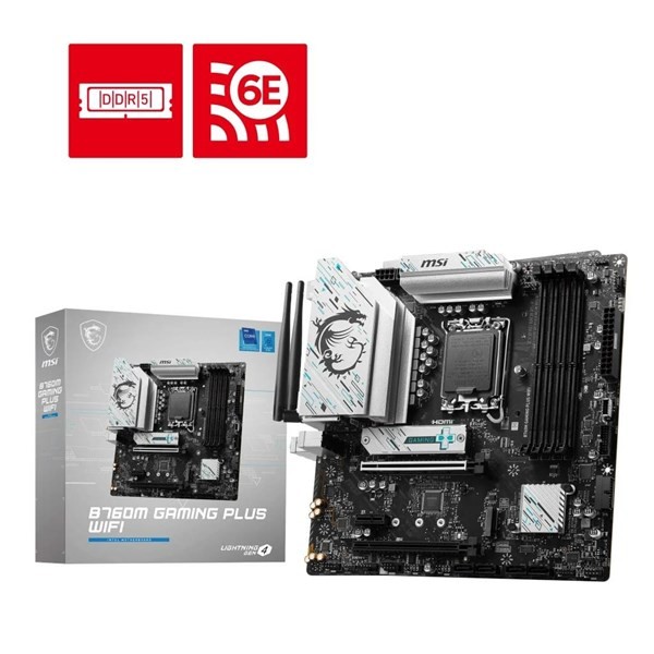 MSI MB B760M GAMING PLUS WIFI SOKET 1700 DDR5 6800(OC) PCI-E M.2 USB3.2 HDMI DP 1x 2.5G LAN WI-FI 6E ATX
