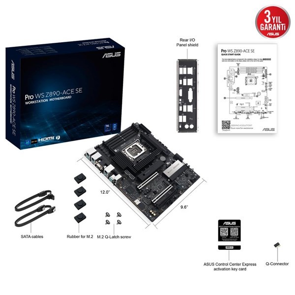 Asus Pro Ws Z890 Ace Se Ddr5 Thunderbolt-Hdmı Dp Pcıe 5.0 1851P Atx