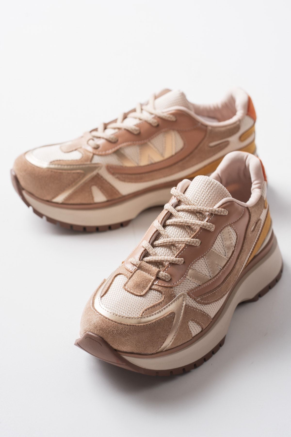 Bej Mix Renkli Premium Sneaker Günlük Şık Tarz Kadın Spor Ayakkabı