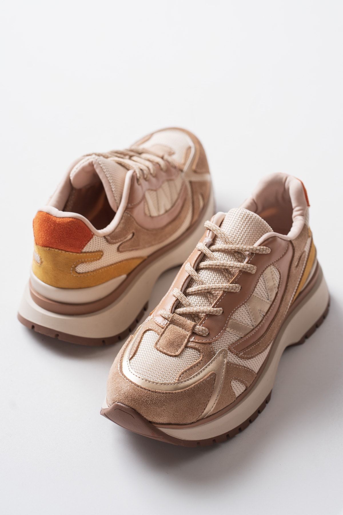 Bej Mix Renkli Premium Sneaker Günlük Şık Tarz Kadın Spor Ayakkabı