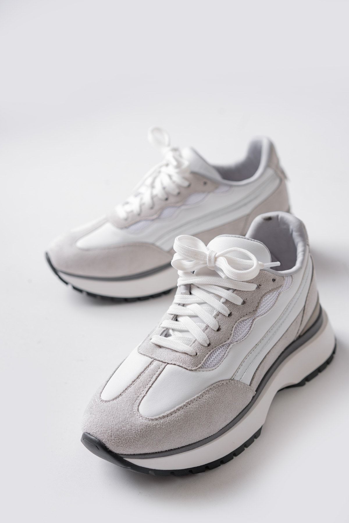 Bej Bağcıklı Yeni Sezon Premium Sneaker Şık Günlük Kadın Spor Ayakkabı