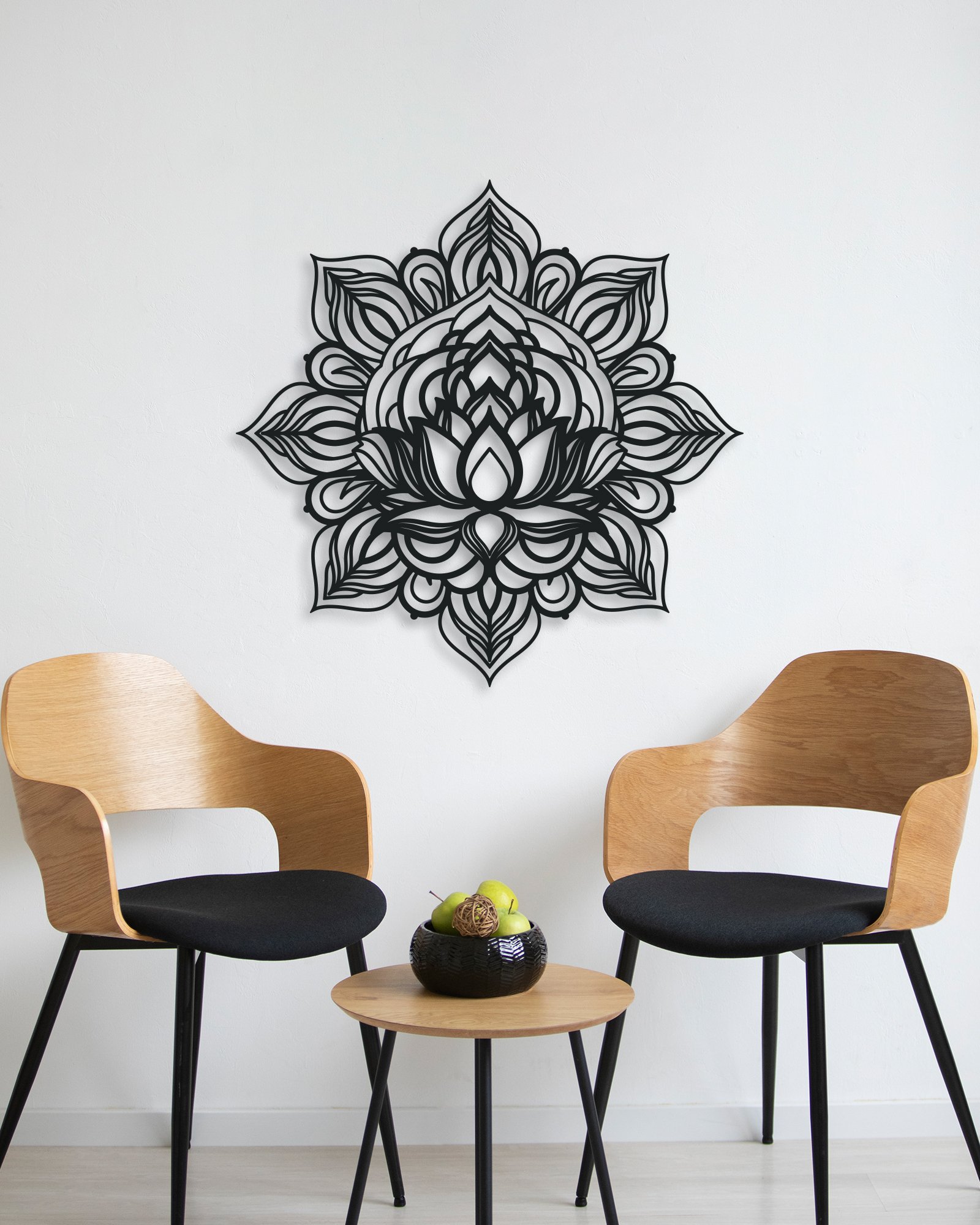 Mandala Figürlü Lotus (Nilüfer) Çiçeği Metal Duvar Tablosu