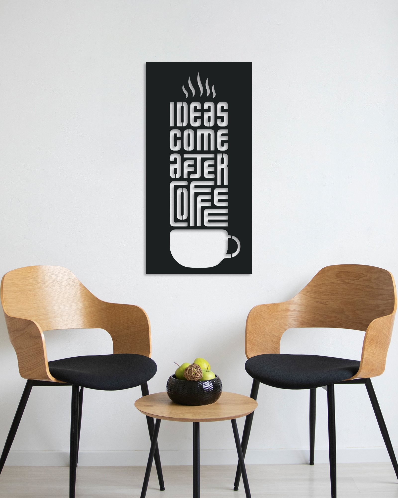 Ideas Come After Coffee Yazılı Kahve Temalı Metal Tablo