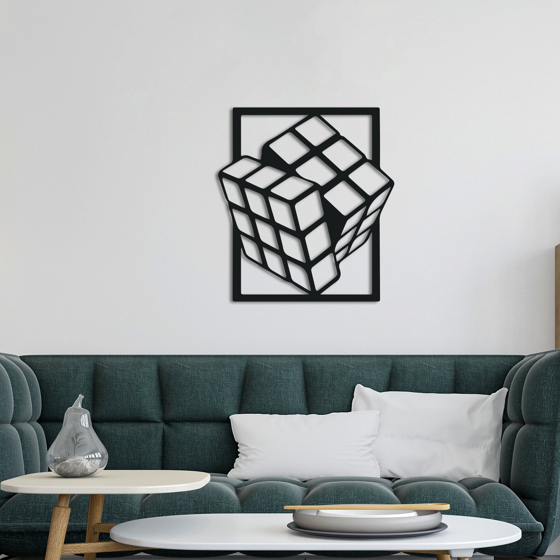 Rubik Küp Temalı Dekoratif Metal Tablo