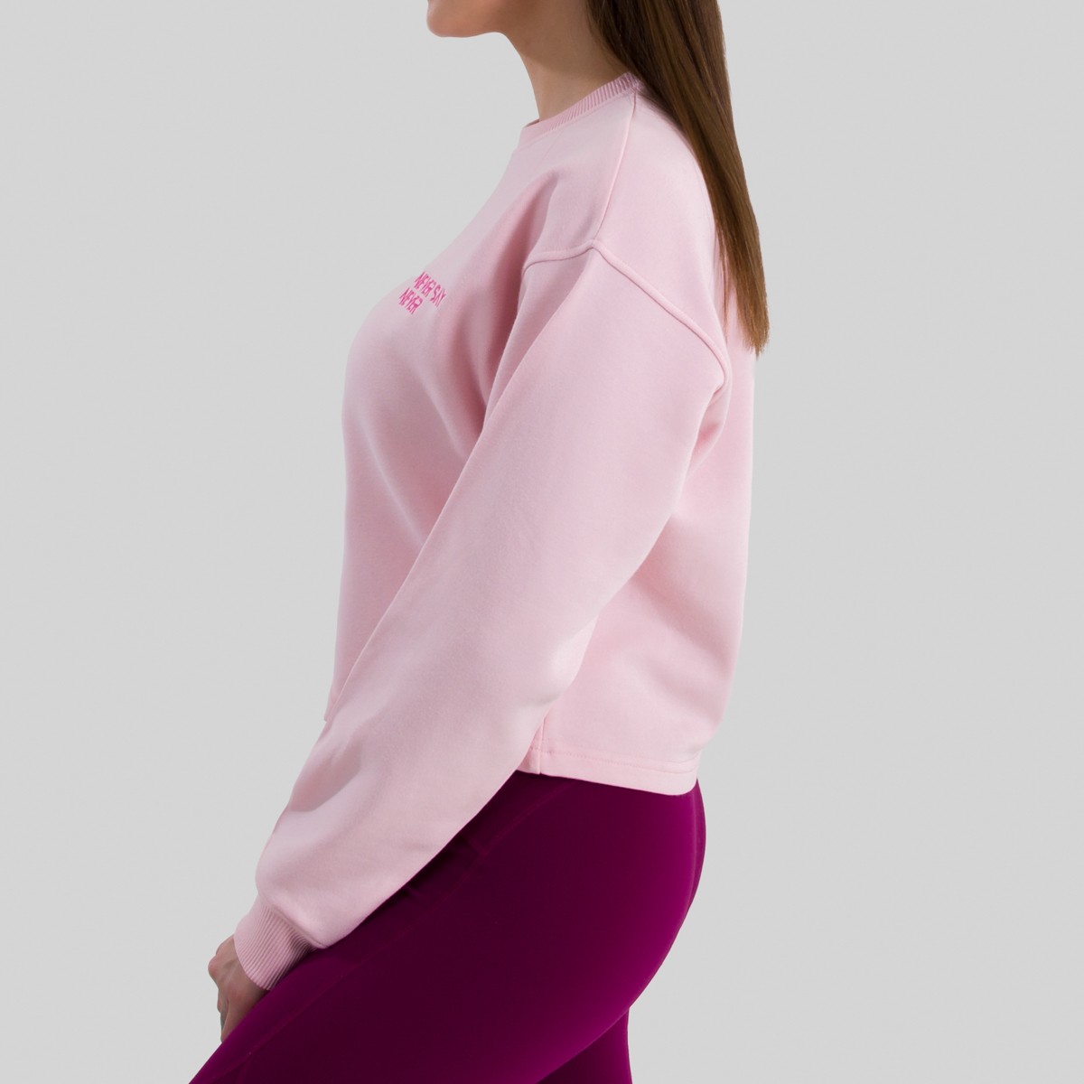 Never Say Never - Pembe Crop Top Sweatshirt