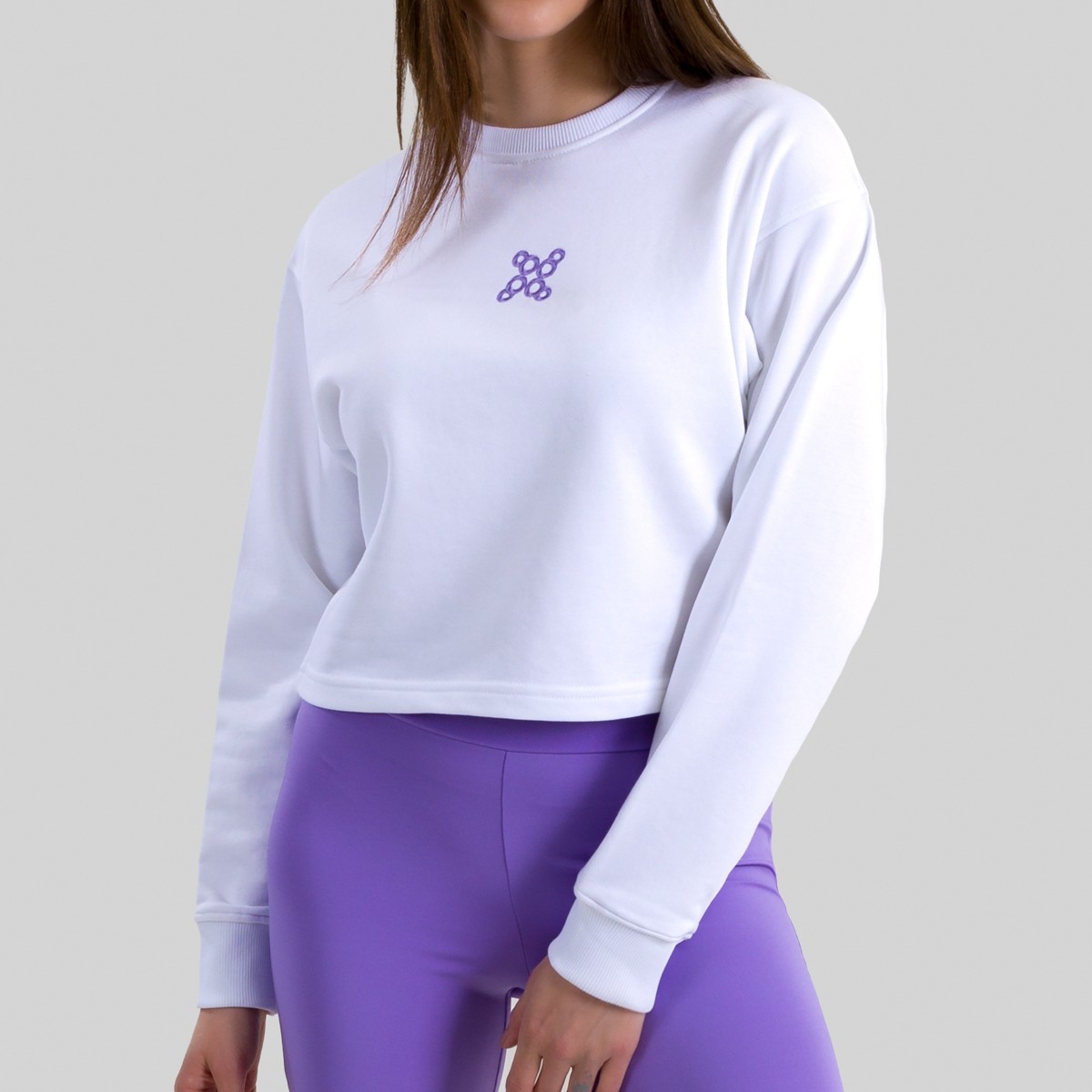 8888 - Beyaz Crop Top Sweatshirt