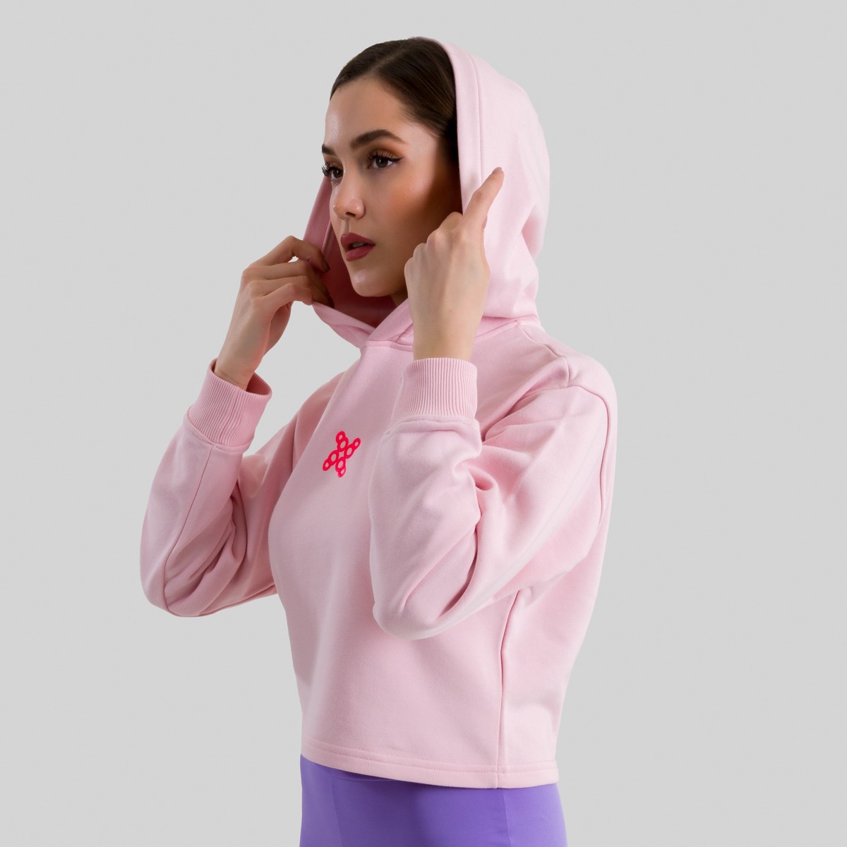 8888 - Pembe Crop Top Hoodie