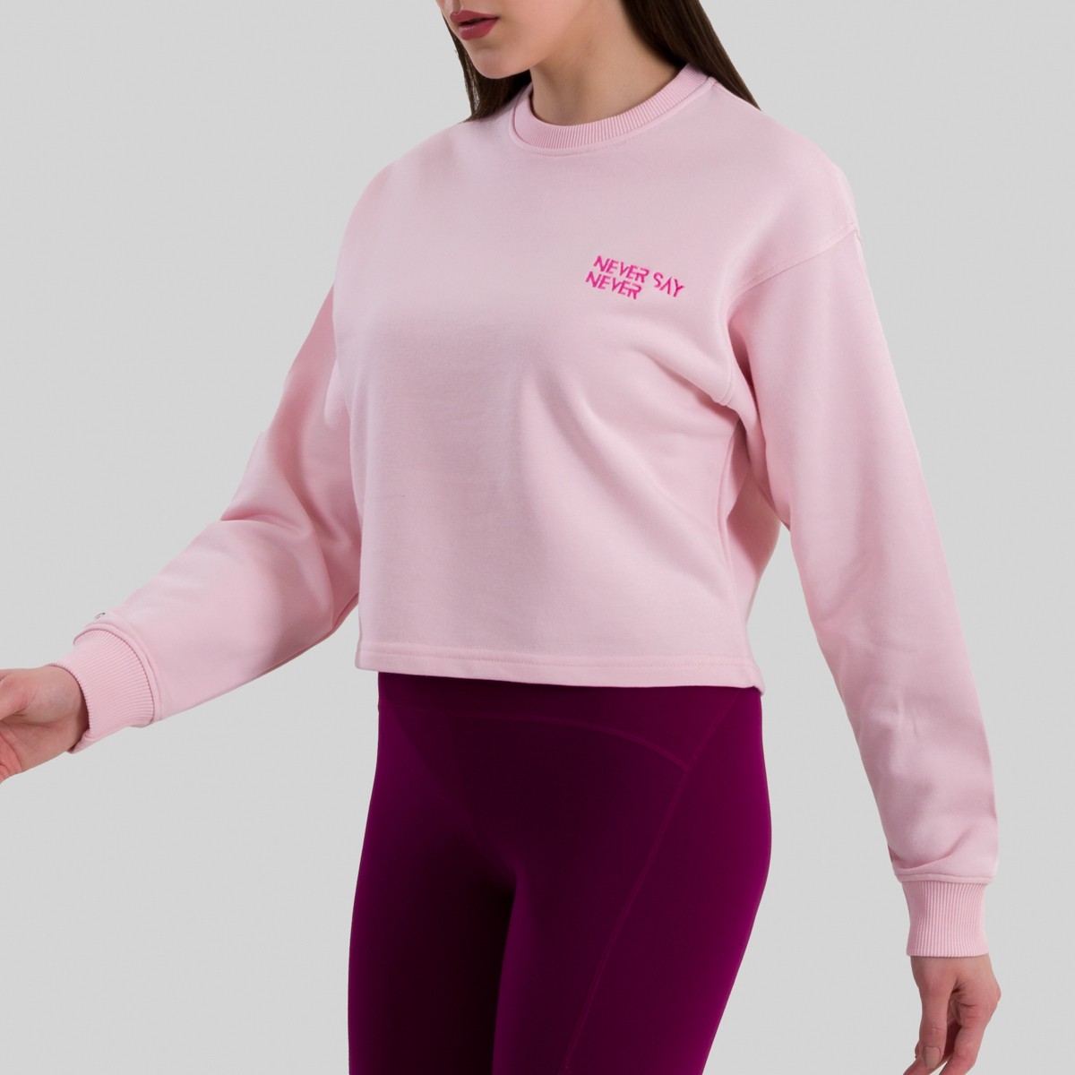 Never Say Never - Pembe Crop Top Sweatshirt