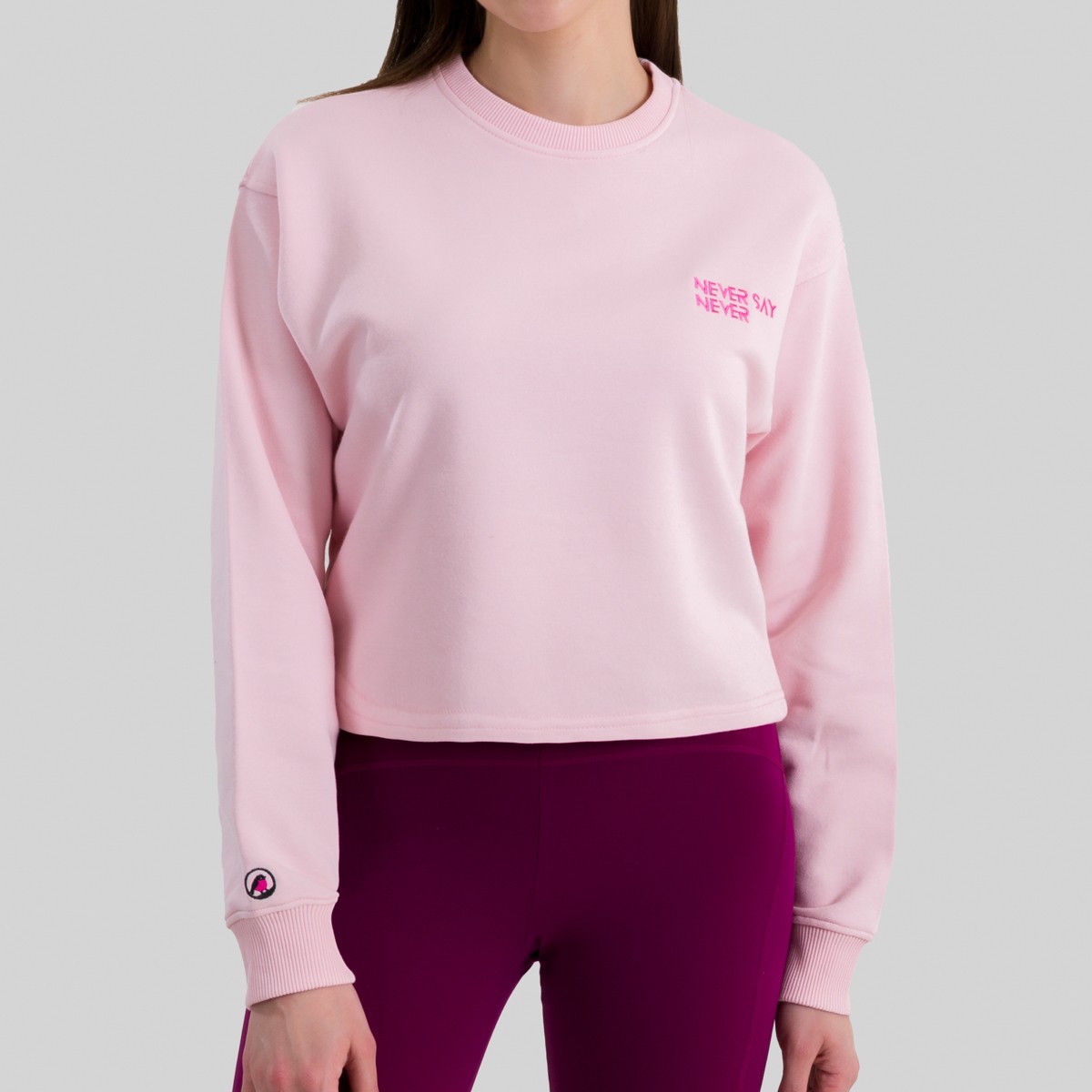 Never Say Never - Pembe Crop Top Sweatshirt