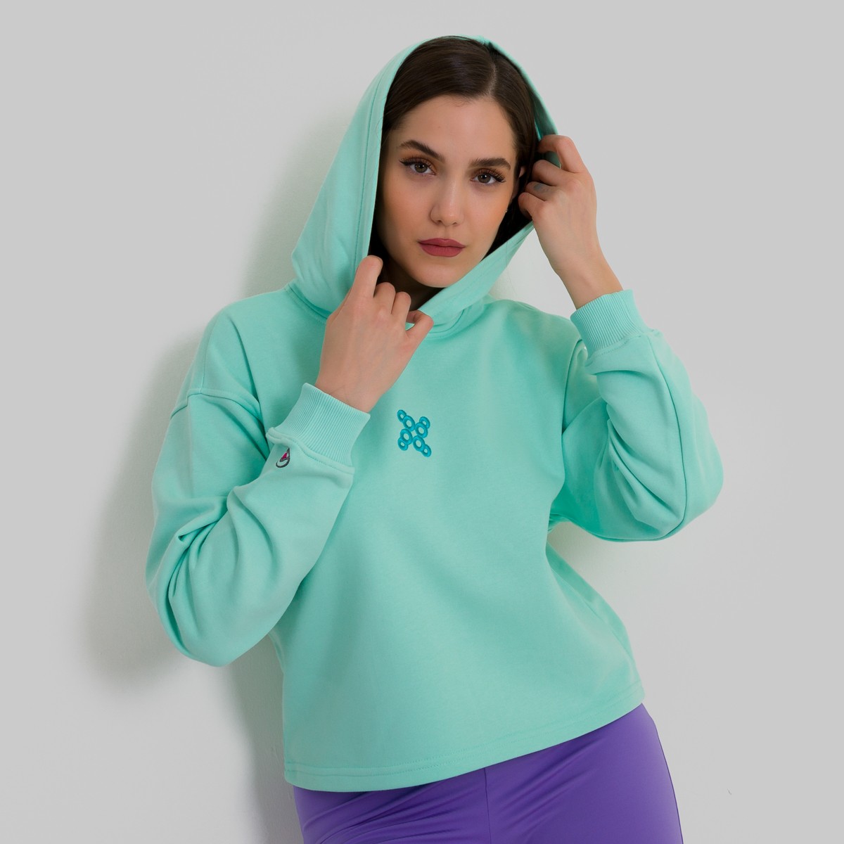 8888 - Mint Crop Top Hoodie