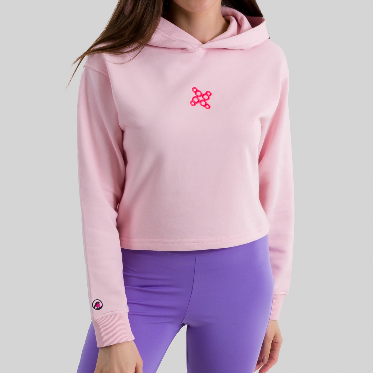 8888 - Pembe Crop Top Hoodie