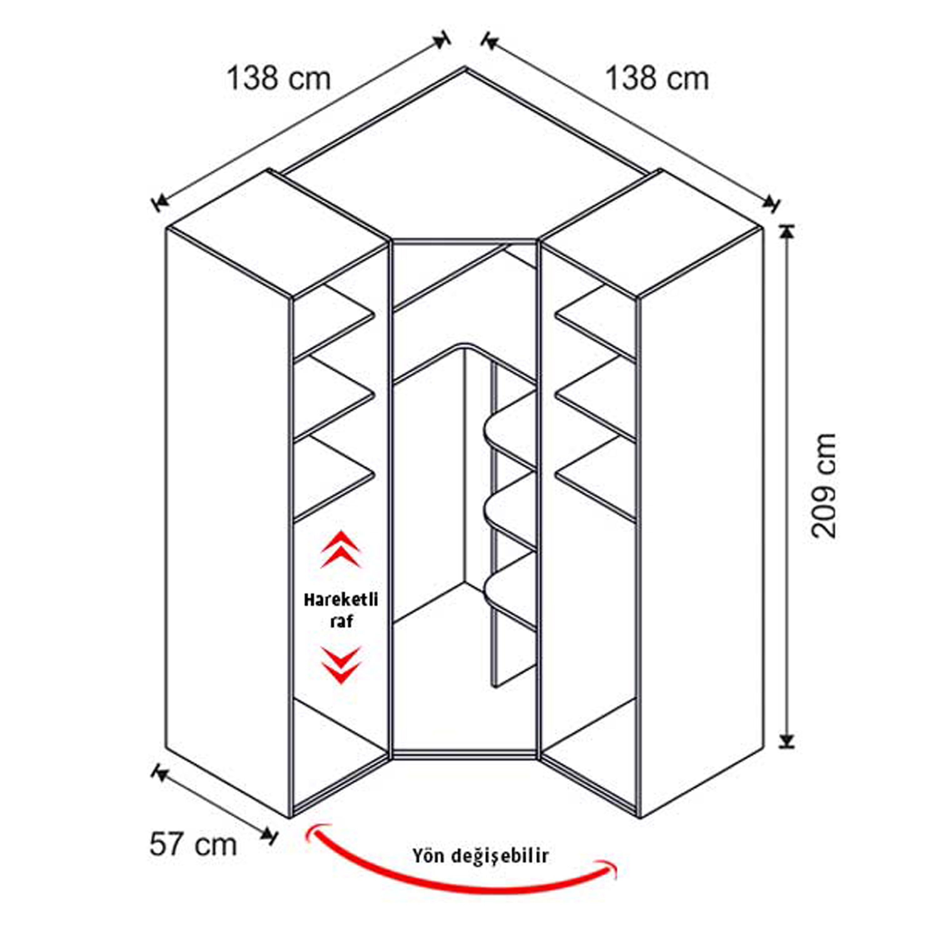 ELEGANT 3 KAPILI KÖŞE DOLAP