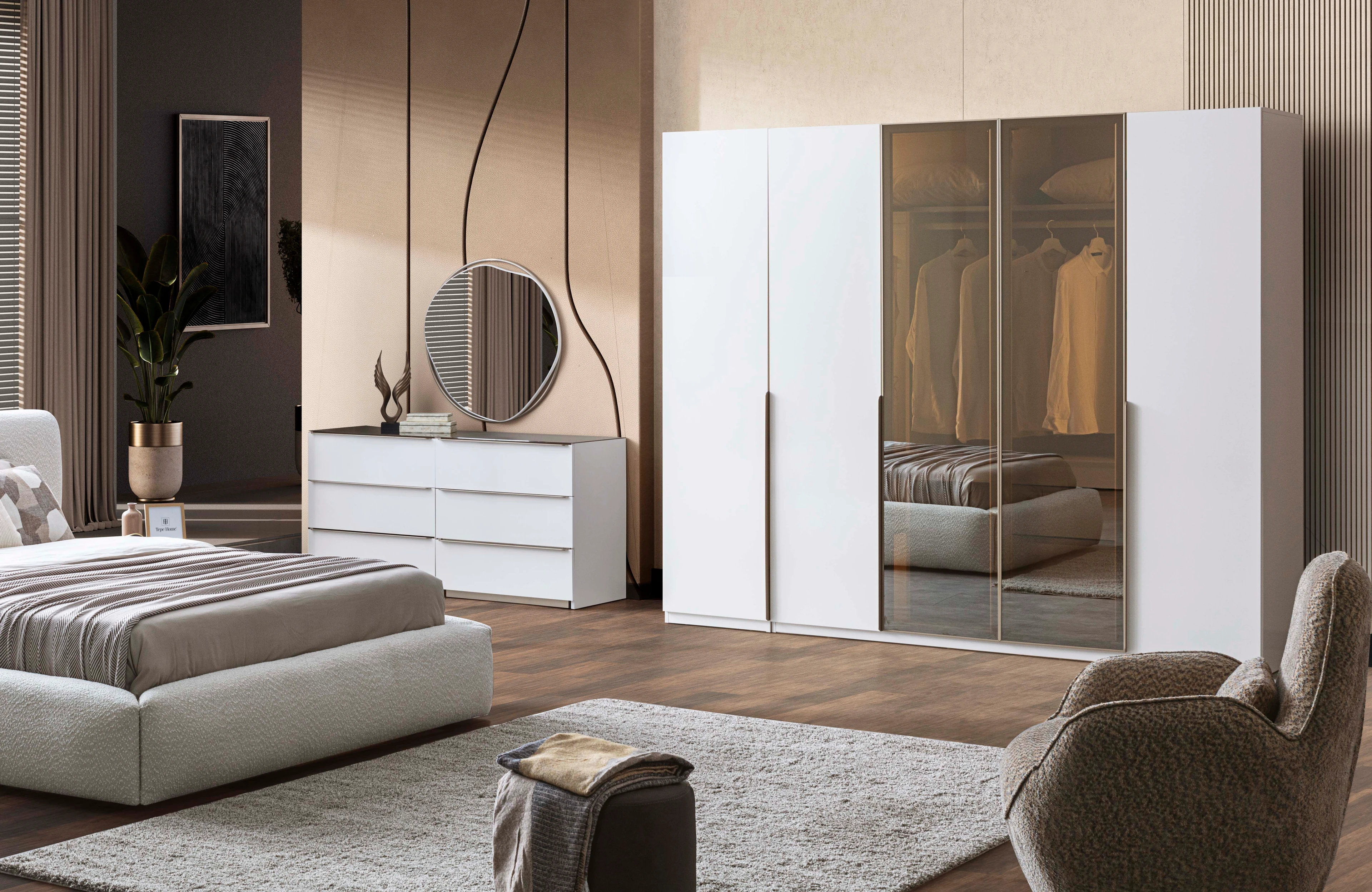 NOBLE 5 AHŞAP-CAM KAPAKLI YATAK ODASI 