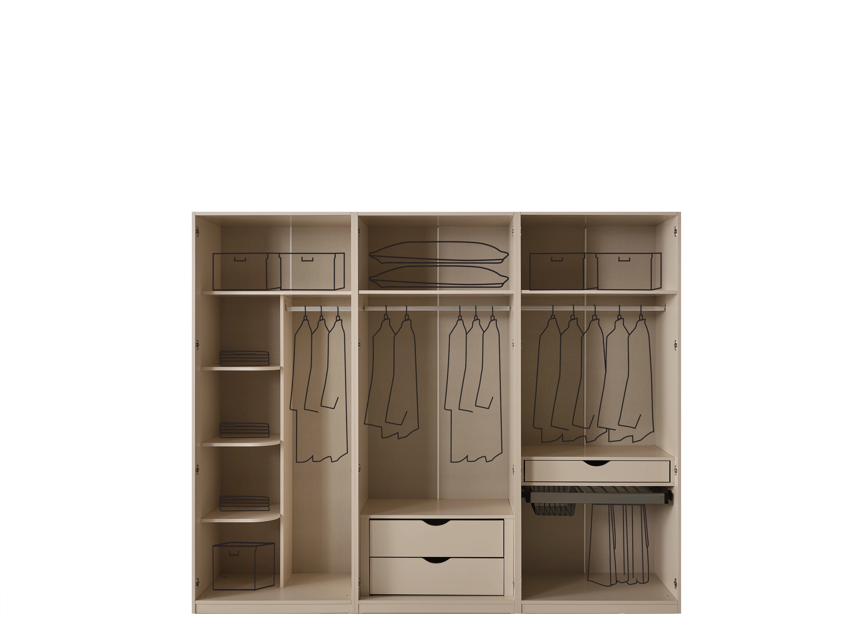 CROWN 2 KAPILI ÇEKMECELİ DOLAP