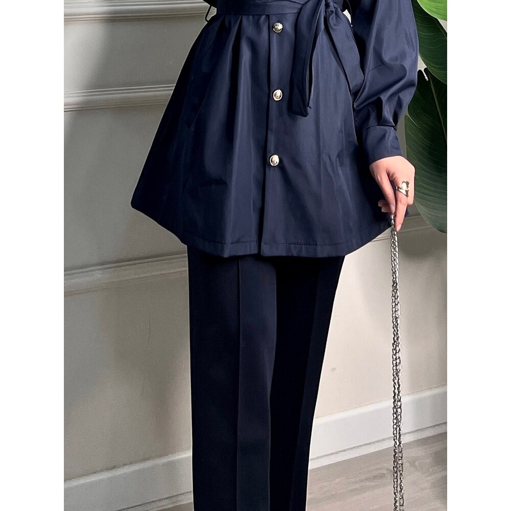 TESS BİYE DETAYLI SCUBA PANTOLON - LACİVERT