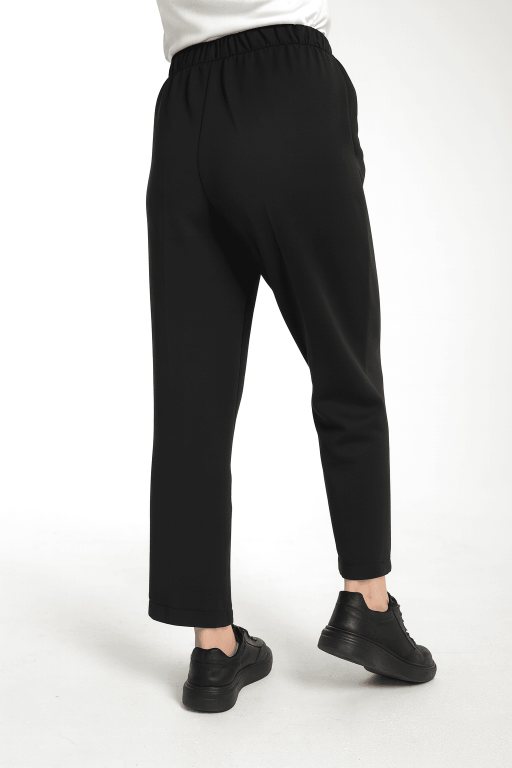 TESS BİYE DETAYLI SCUBA PANTOLON - SİYAH
