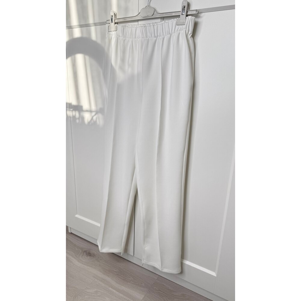 TESS BİYE DETAYLI SCUBA PANTOLON - BEYAZ