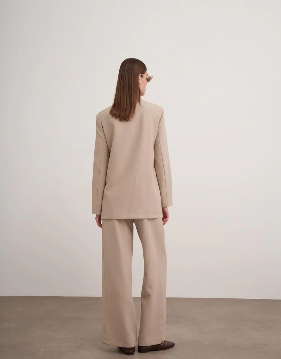 VERİTA BAĞLAMA DETAYLI BLAZER CEKETLİ TAKIM - BEJ