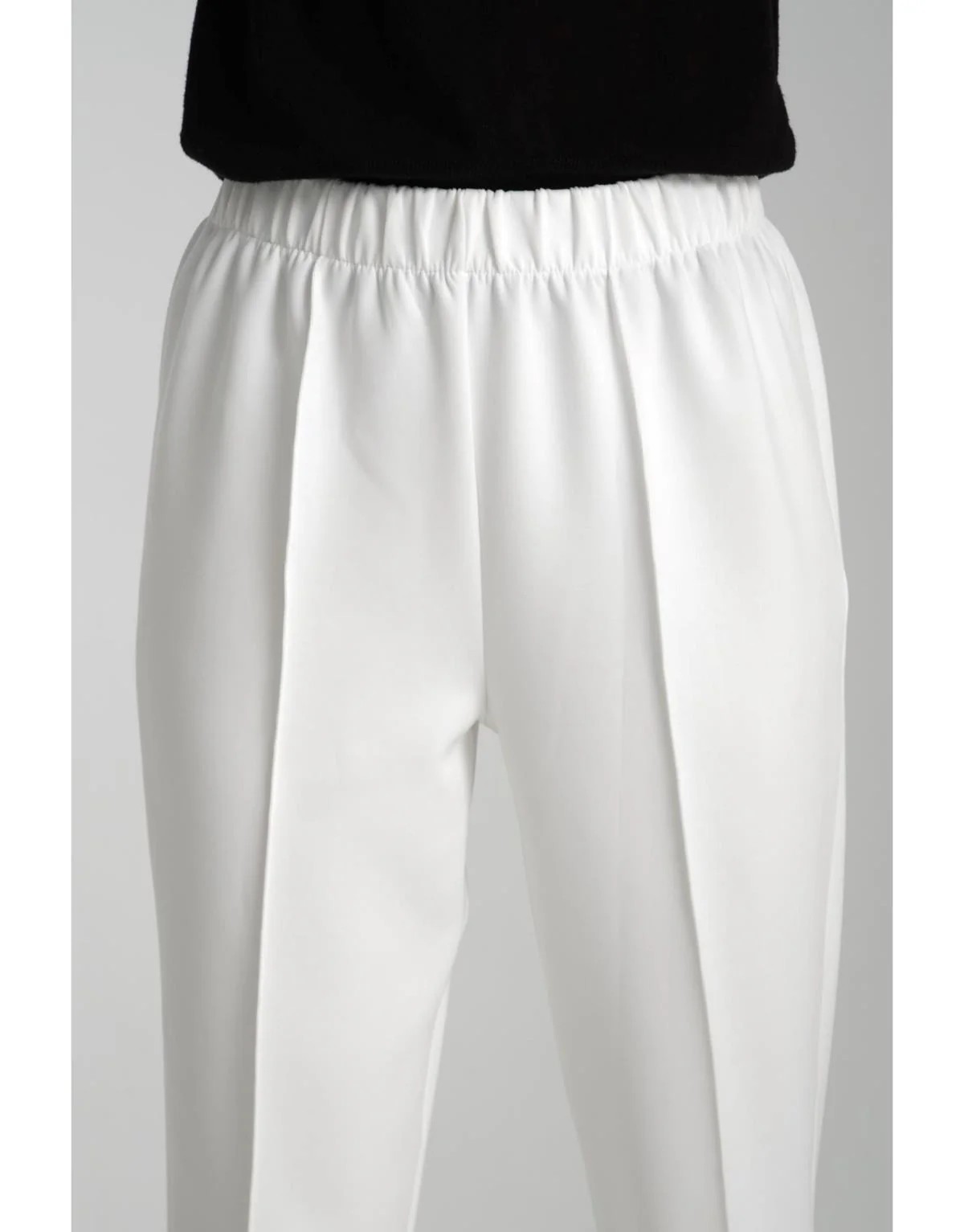 TESS BİYE DETAYLI SCUBA PANTOLON - BEYAZ