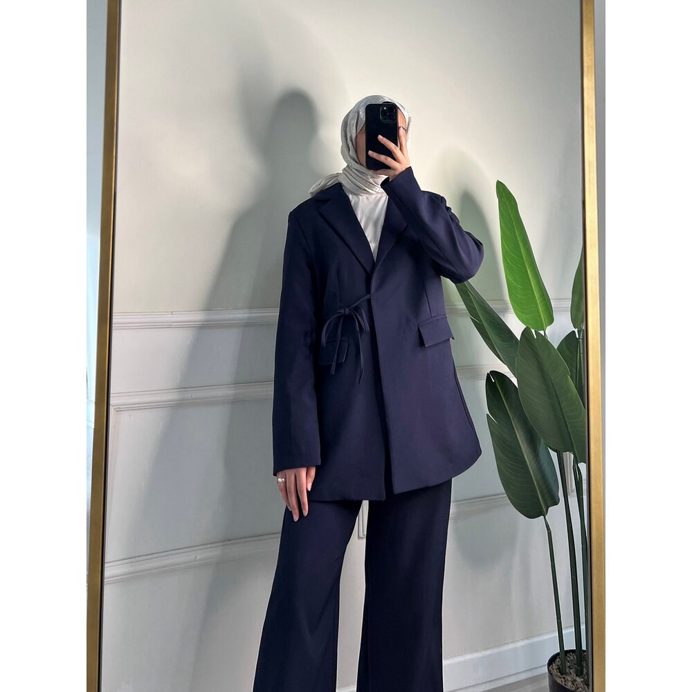 VERİTA BAĞLAMA DETAYLI BLAZER CEKETLİ TAKIM - LACİVERT
