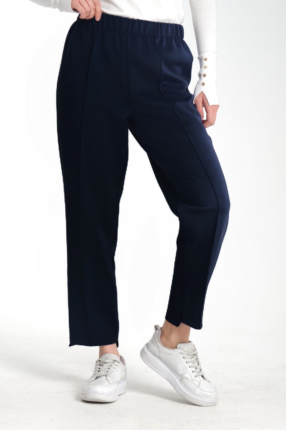 TESS BİYE DETAYLI SCUBA PANTOLON - LACİVERT