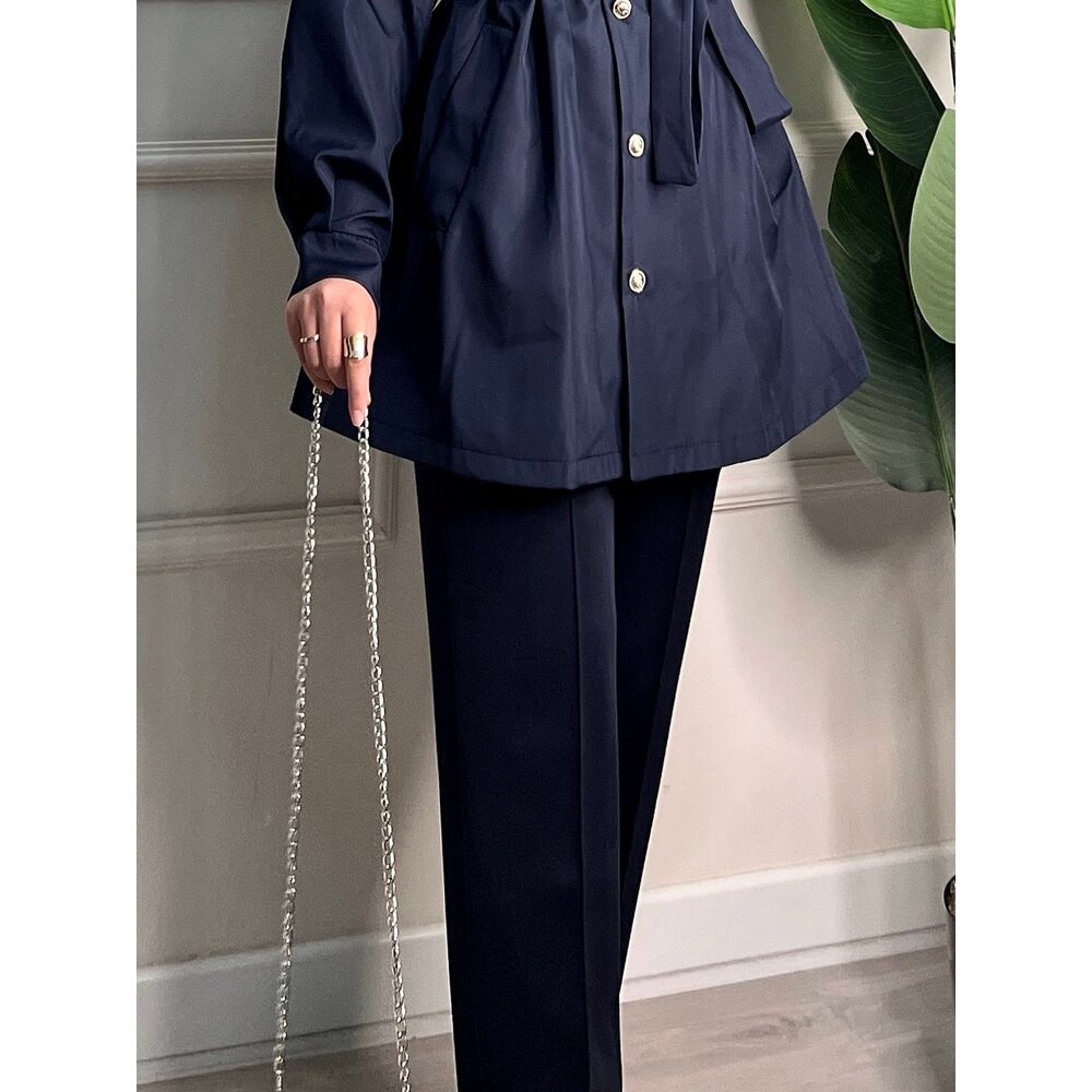TESS BİYE DETAYLI SCUBA PANTOLON - LACİVERT