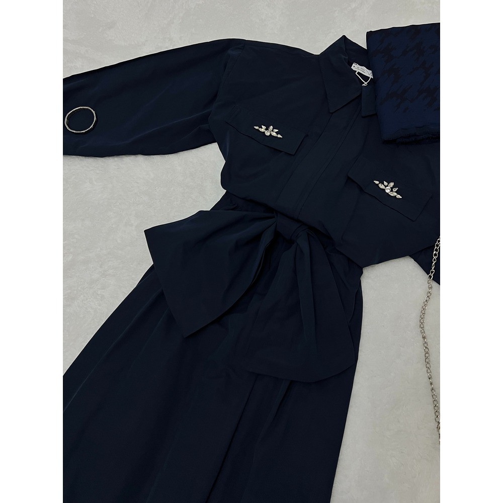 GLAM TAŞ DETAYLI ETEKLİ TAKIM - LACİVERT