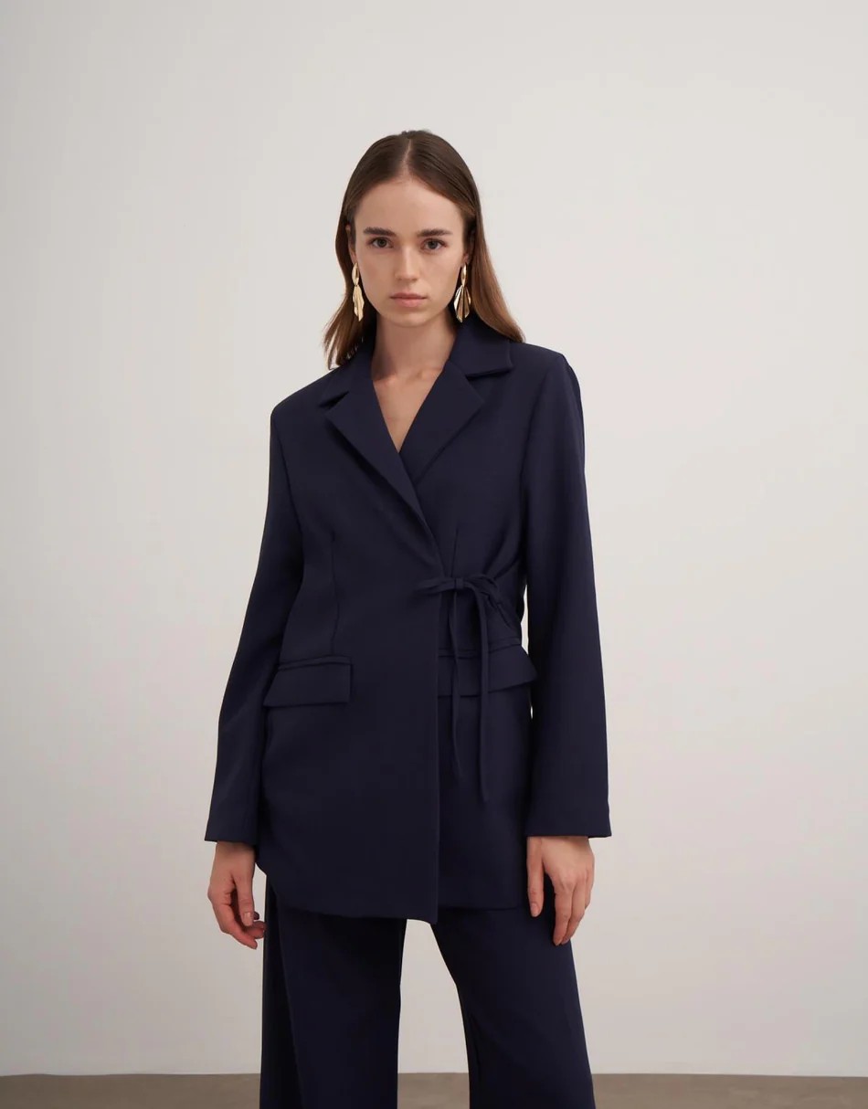 VERİTA BAĞLAMA DETAYLI BLAZER CEKETLİ TAKIM - LACİVERT
