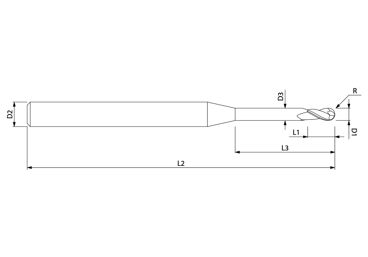 1.5mm Küre Dalma Boy Mikro Karbür Parmak Freze