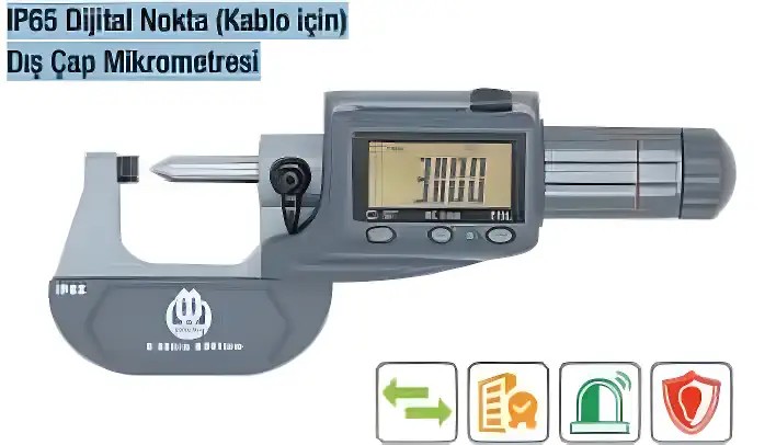 Werka IP65 Dijital Nokta (Kablo için) Dış Çap Mikrometresi