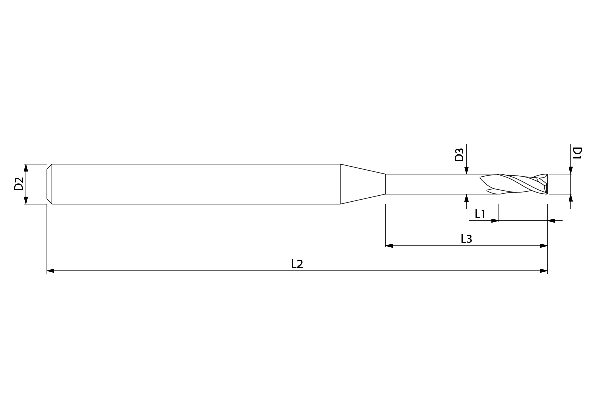 2mm Düz Dalma Boy Mikro Karbür Parmak Freze