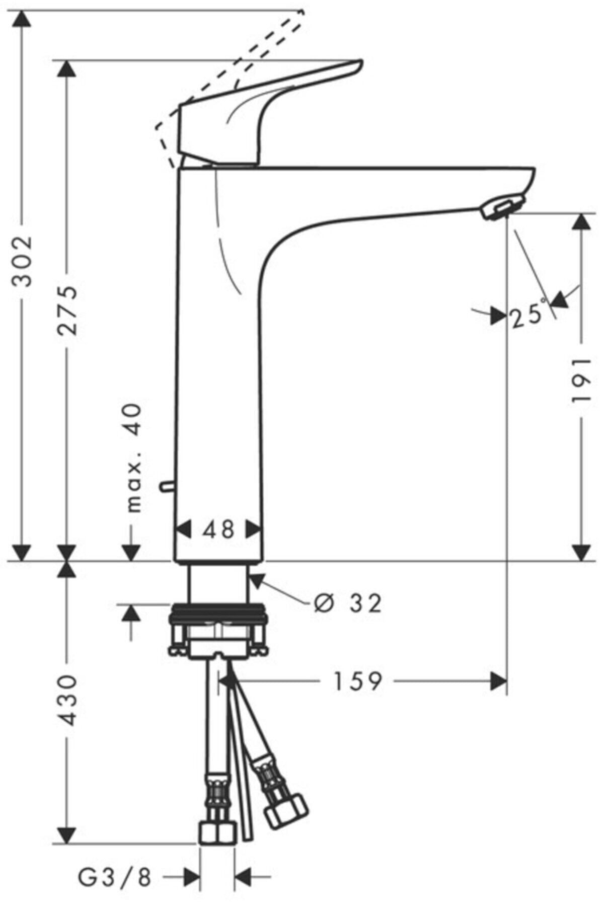 Hansgrohe Focus Tek Kollu Lavabo Bataryası 190 Kumandalı Krom 31608000