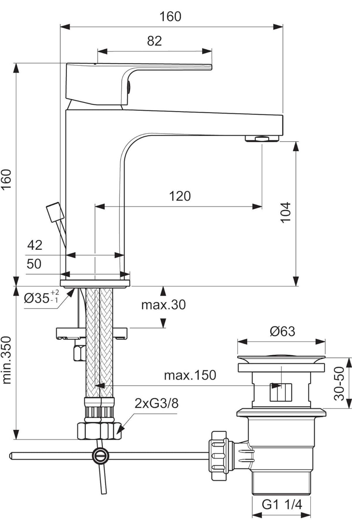 İdeal Standard Esla Lavabo Bataryası-Bluestart Bc223aa