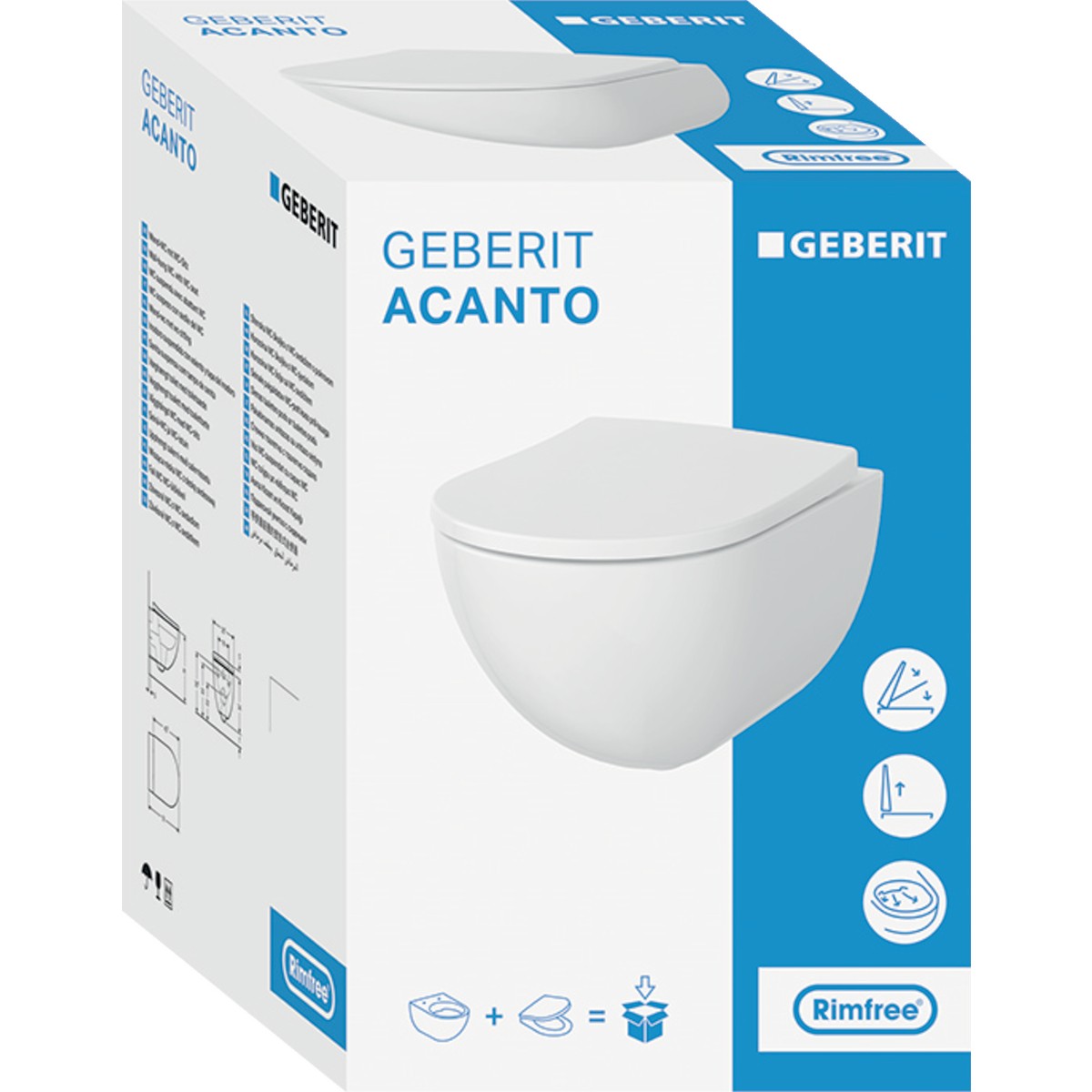 Geberit Aconto Rimfree T51 Asma Klozet (501.653.01.1) + Kapak (500.605.01.2)