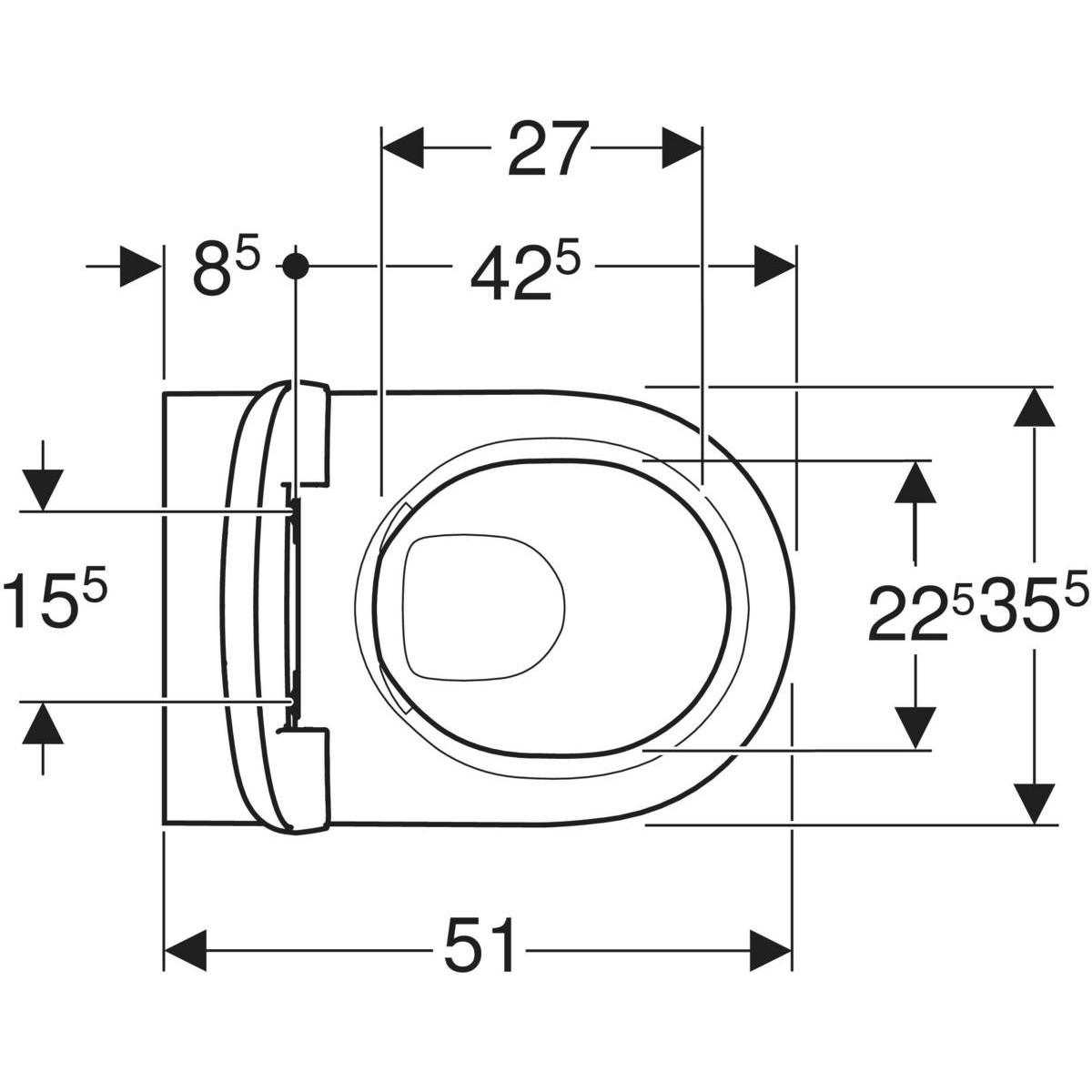 Geberit Aconto Rimfree T51 Asma Klozet (501.653.01.1) + Kapak (500.605.01.2)