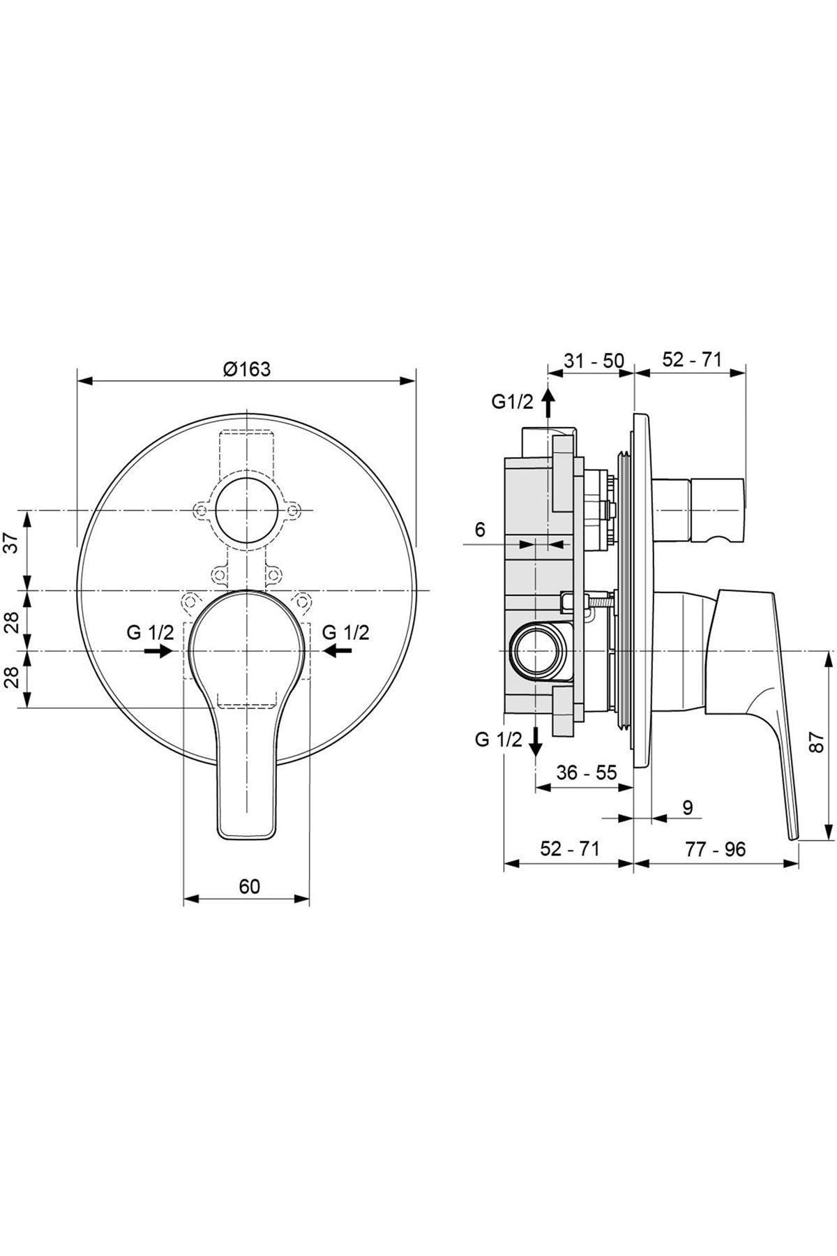 İdeal Standard Ankastre Banyo Bataryası İç Set+Dış Set A6758aa -kıt1+kıt2