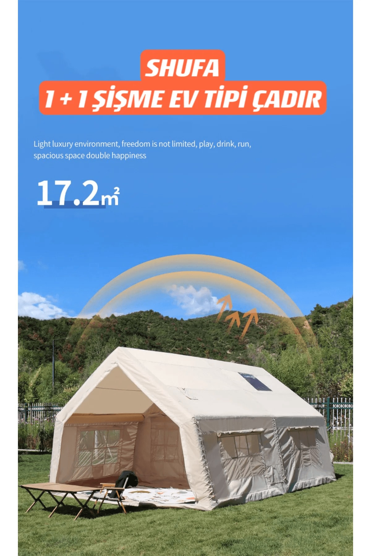 Shufa Galaksi Serisi 17.2 Metrekare Otomatik Şişme Çadır 480*360*230 Cm (Mağaza Görsel Ürünüdür)