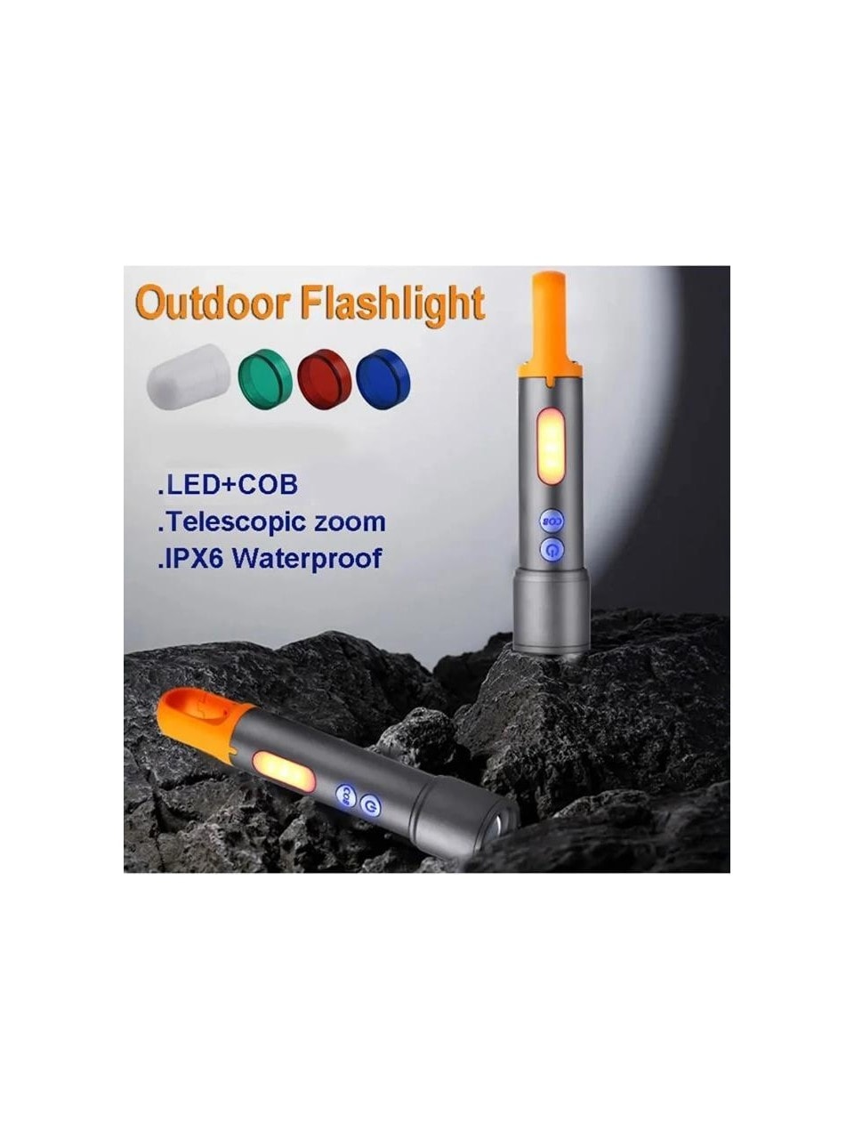 Powerdex Ultra Bright COB LED 9 Mode Rechargeable Flashlight with Strap