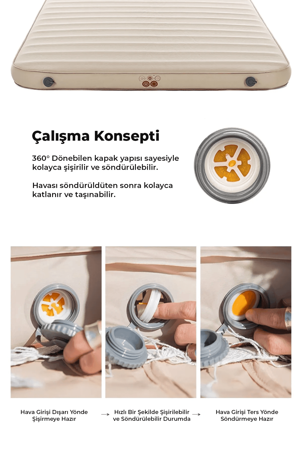 Shufa Otomatik Şişme 10cm Yükseliğinde Konforlu Sünger Yatak Tek Kişilik