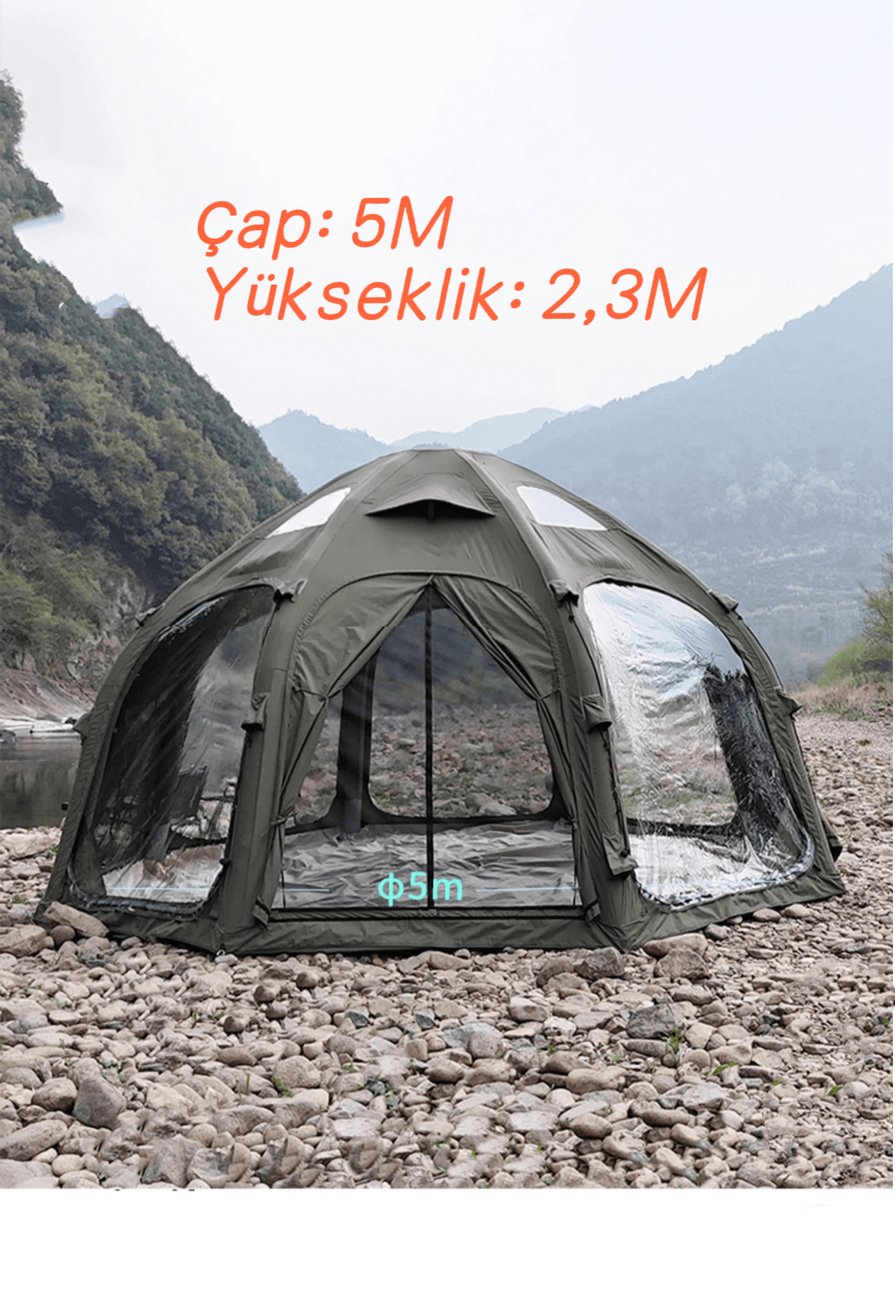 Shufa Glamping 19.6 Square Metre Spherical Dome Inflatable Tent - Khaki