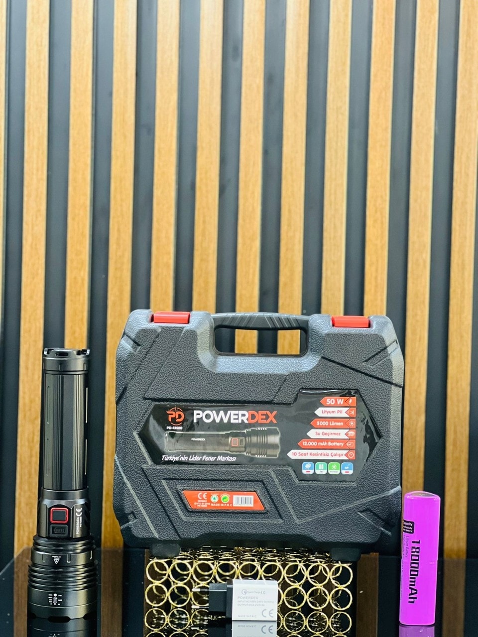 Powerdex  50 Watt 5000 Lümen Profesyonel Büyük Şarjlı El Feneri