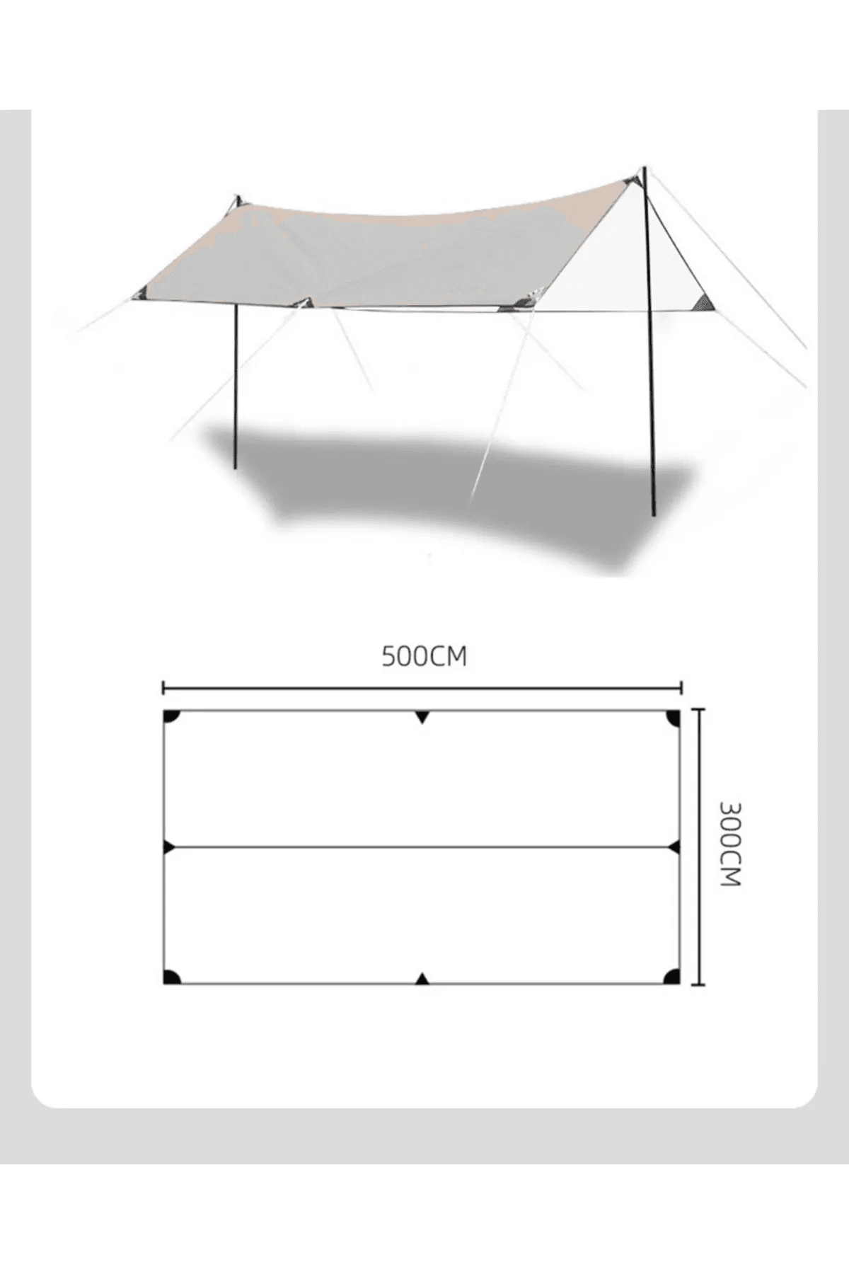 Shufa Glamping 500*300 Cm Tarp Güneş ve Rüzgar Koruma Tentesi