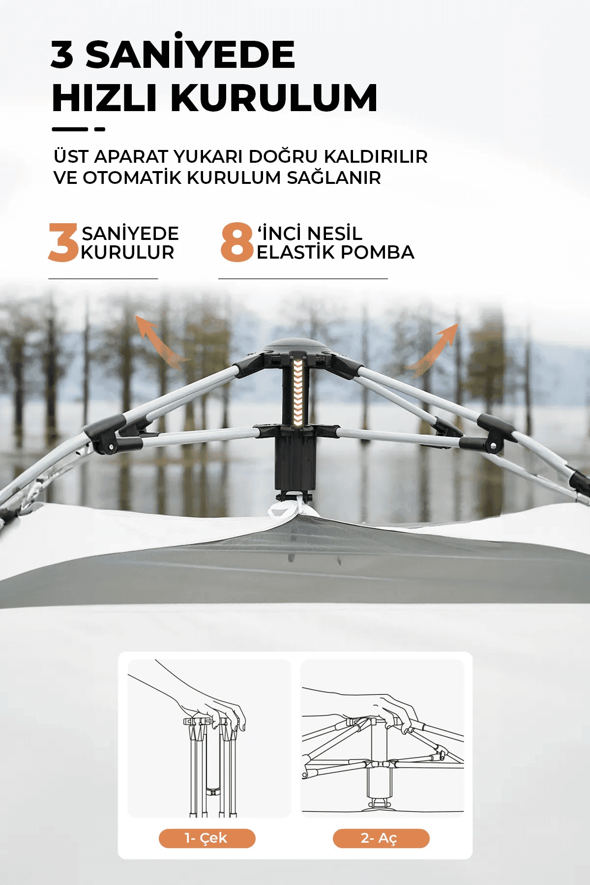 Shufa Tam Otomatik Su Ve Rüzgar Geçirmez Gölgelikli Altıgen Çadır Aile Çadırı 280*240*155 Cm -ZP29 (Haki)