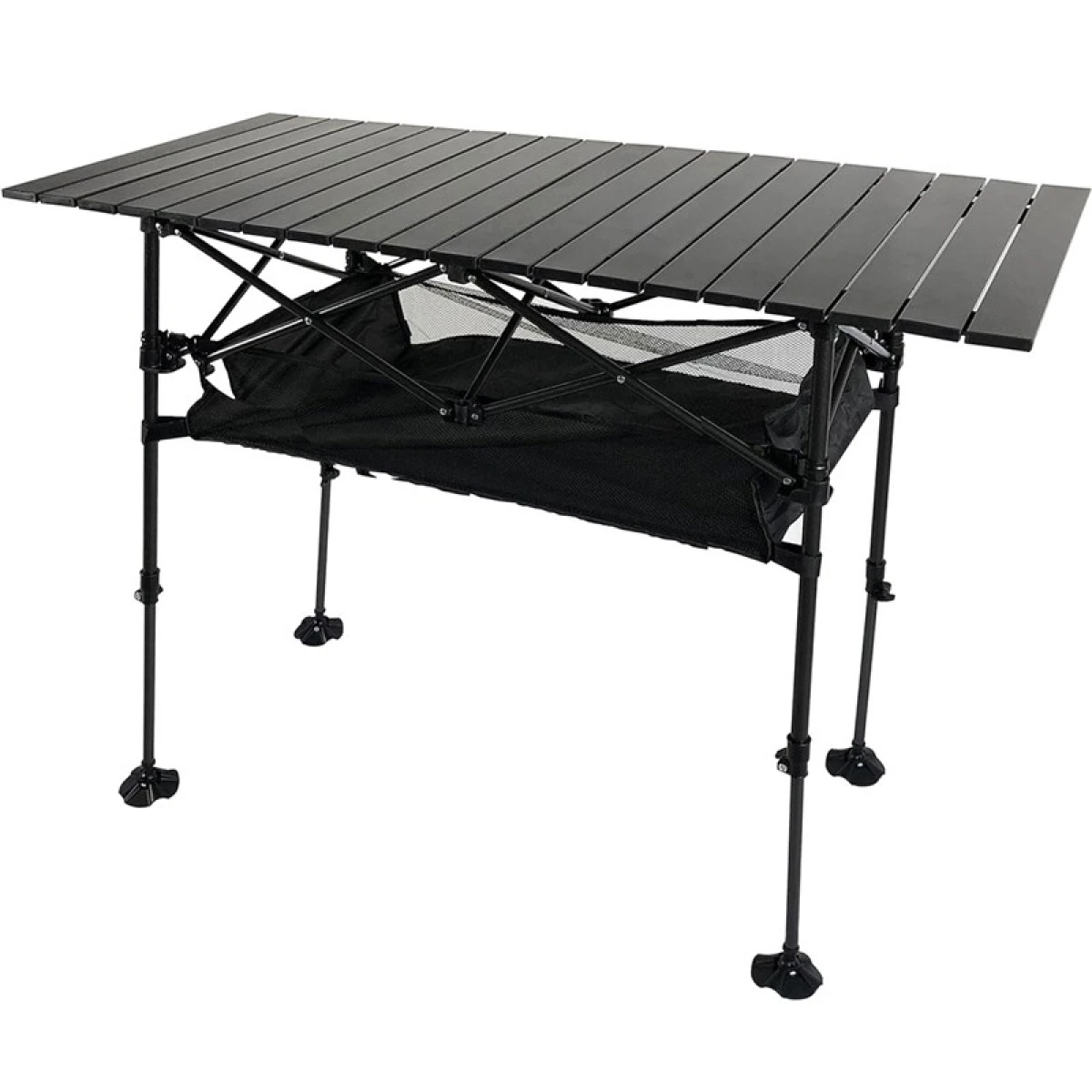 Funky Chairs Caravan Class Katlanabilir Teleskopik Ayaklı Alüminyum Kamp Masası (95x55x68-105cm) Siyah